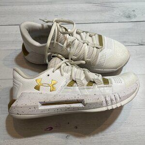 Women’s Under Armour‎ Block City 2.0 Volleyball Shoes White & Gold 5.5